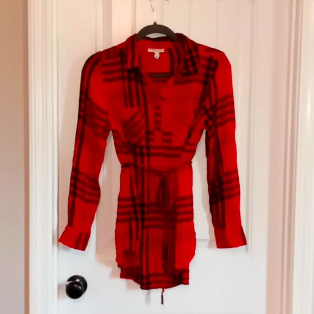 Red Plaid Maternity Tunic